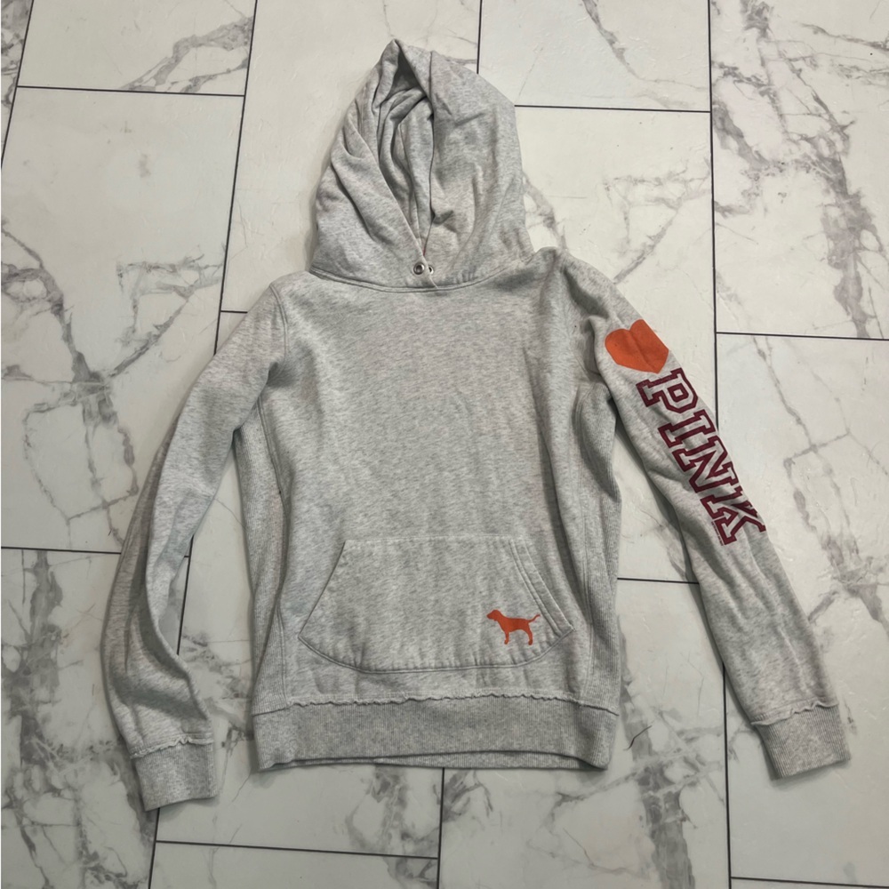 PINK Victoria's Secret collegiate VT Virginia Tech love Gray Hoodie